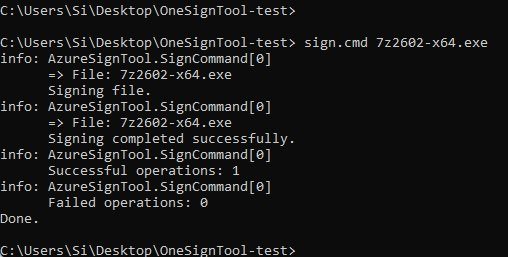 Extracted AKV package folder containing sign.cmd and the file to be signed