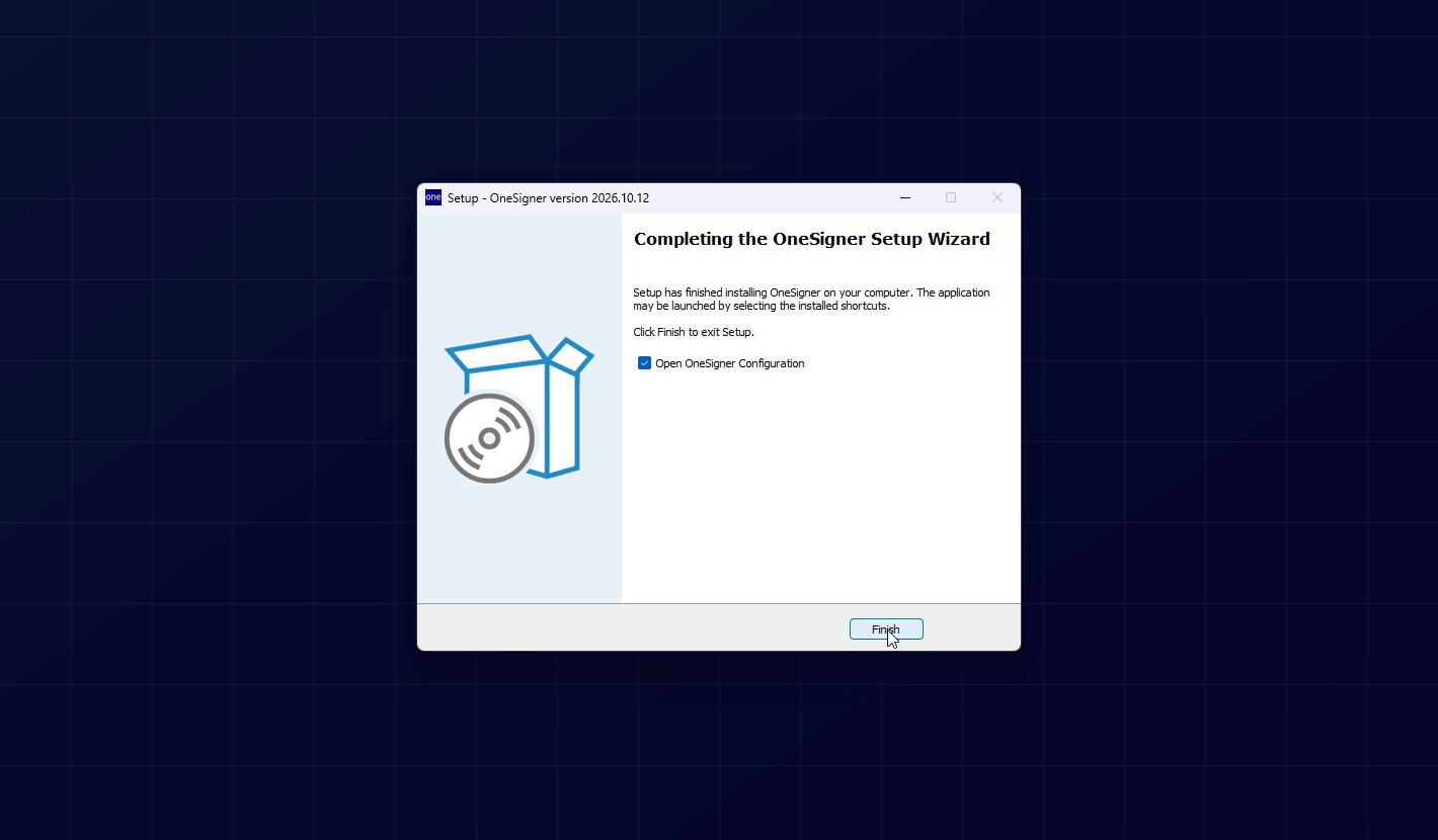 The setup wizard reporting that installation has finished