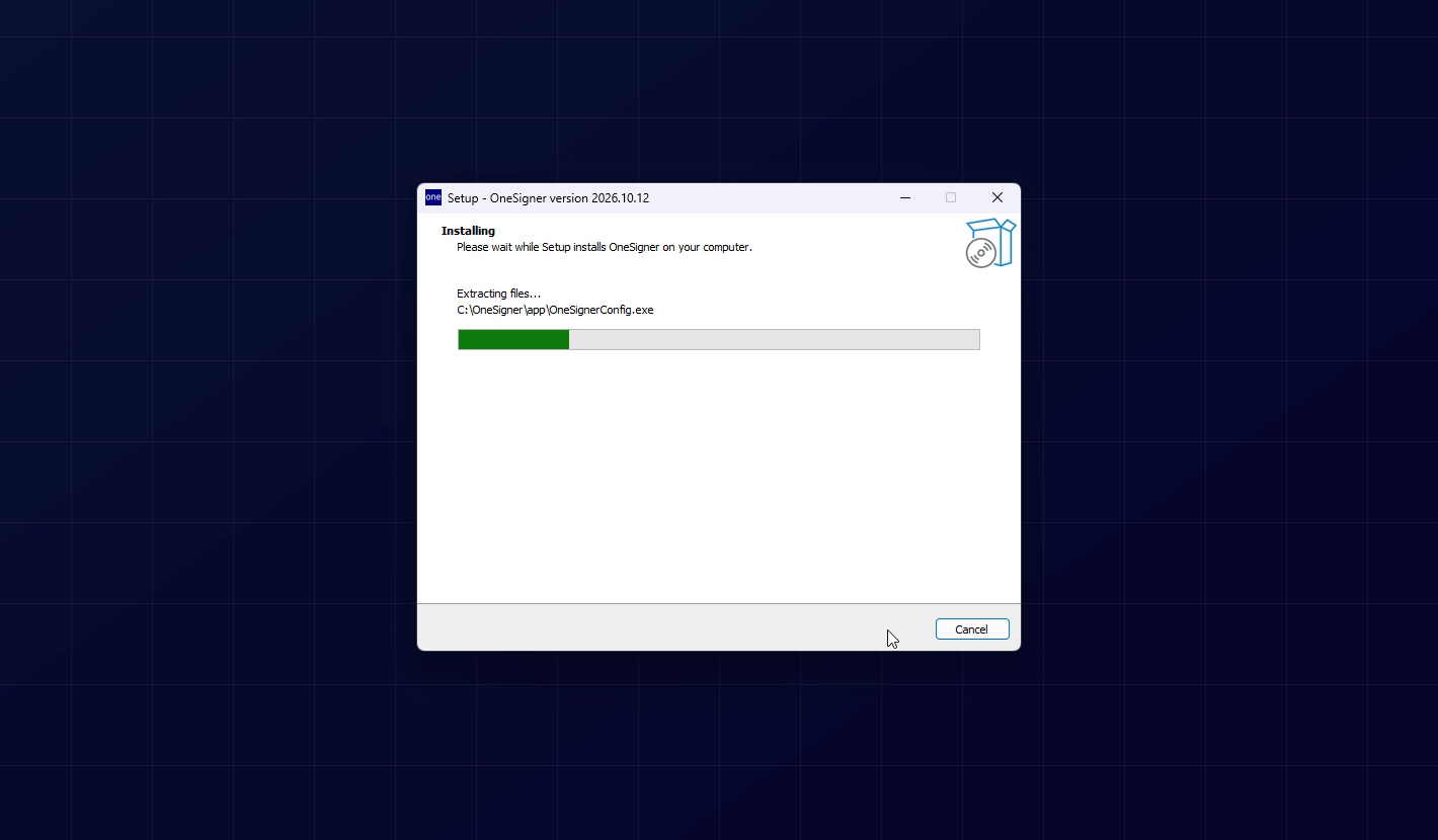 The setup wizard confirming the destination folder