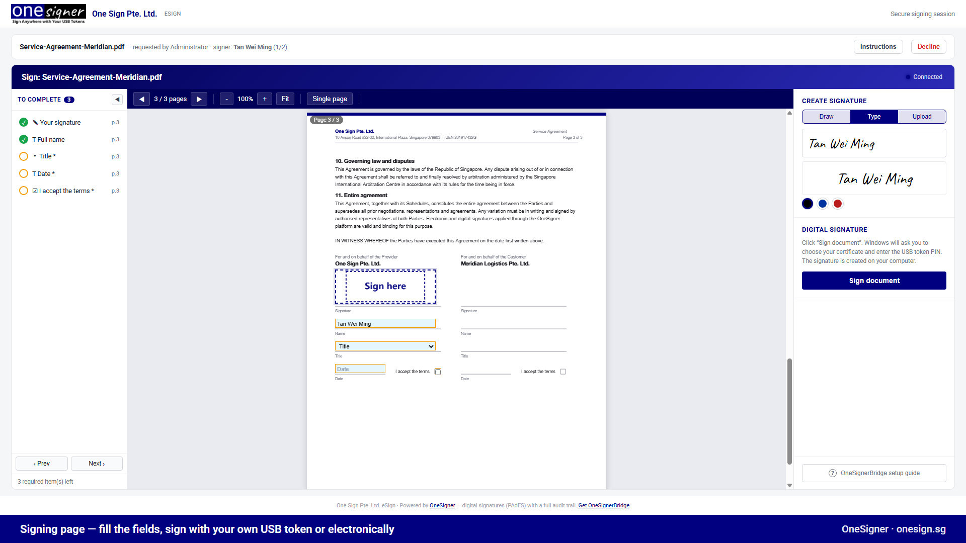 A DocuSign Alternative Where Signers Use Their Own USB Tokens